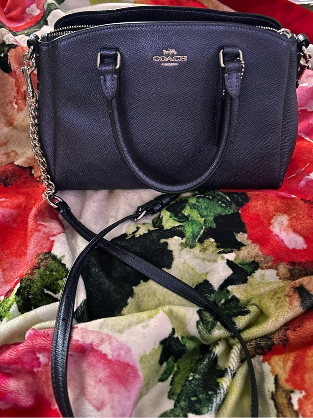 Coach Blue Leather Satchel - Coach Signature Hardware